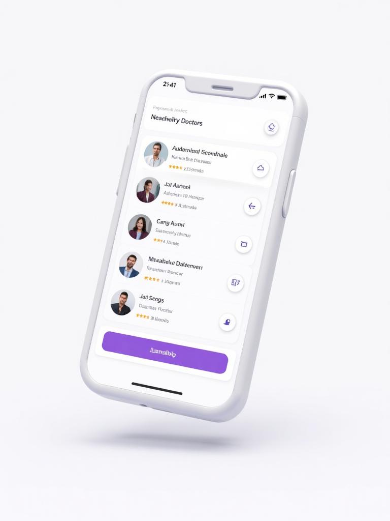 App SOS Galyc mostrando médicos disponibles cerca de tu ubicación